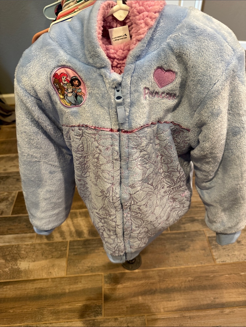 Disney Princess Plush Jacket in Light Blue and Pink